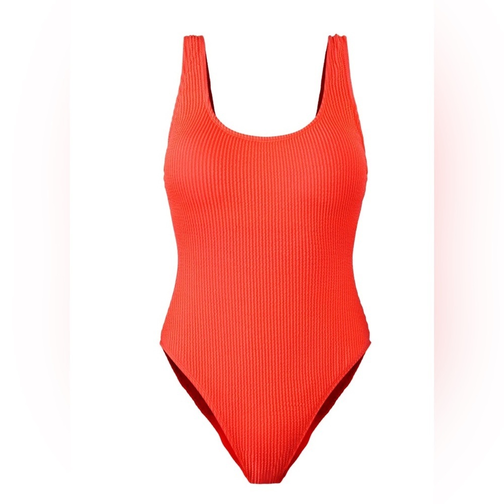 NO BOUNDARIES CORAL FLAME CRINKLE ONE PIECE SWIMWEAR NEW WITH TAGS
